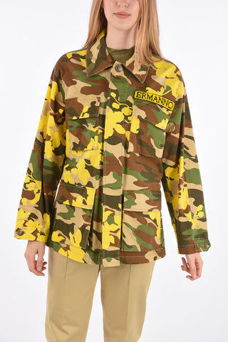 Beads Embellished Logo Military Shirt