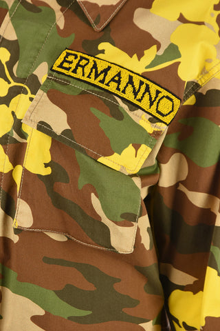 Beads Embellished Logo Military Shirt
