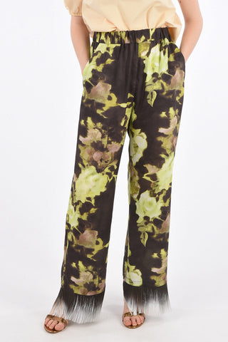 Floral Printed Pajama Pnats with Fringes