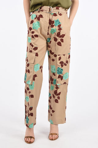 Belted Floral Cargo Pants 