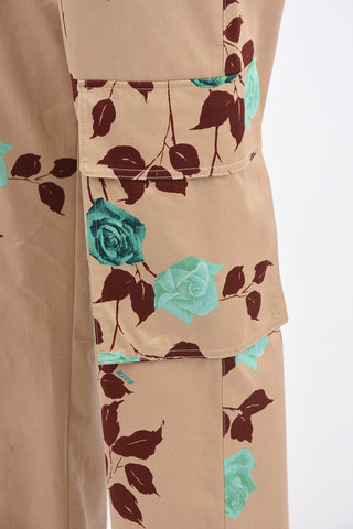 Belted Floral Cargo Pants 