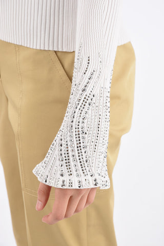 Jewel Sleeve V-Neck Sweater