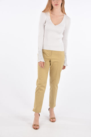 Jewel Sleeve V-Neck Sweater