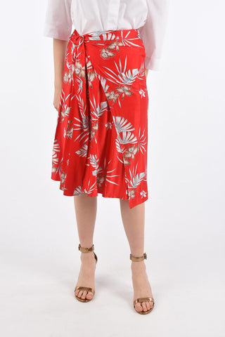 Floral Printed Draped Wrap Skirt