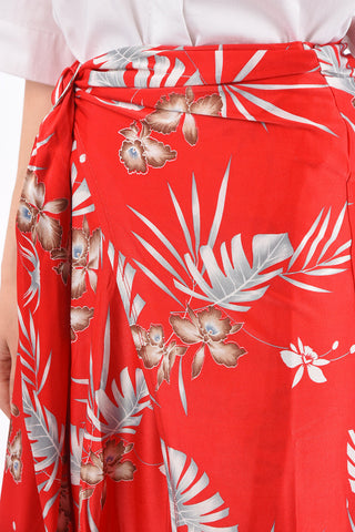 Floral Printed Draped Wrap Skirt