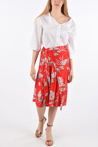 Floral Printed Draped Wrap Skirt