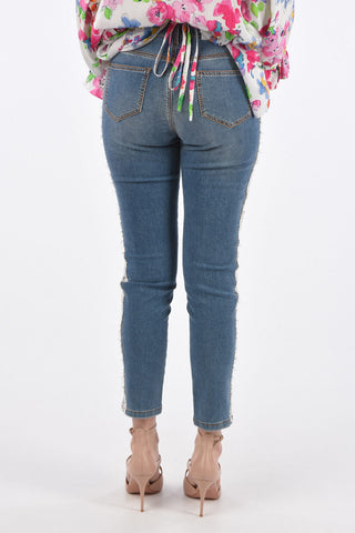Slim Fit Jeans with Lace Trimmings