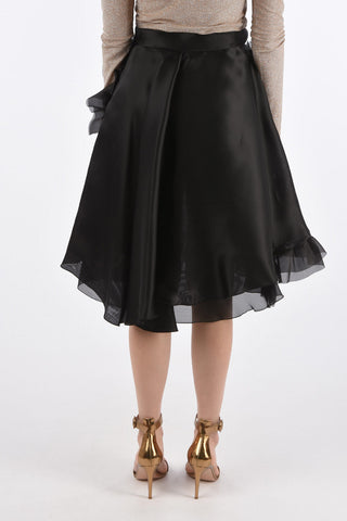 Gonna Ruffle in Seta con Tasche a Filo