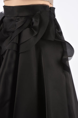 Gonna Ruffle in Seta con Tasche a Filo