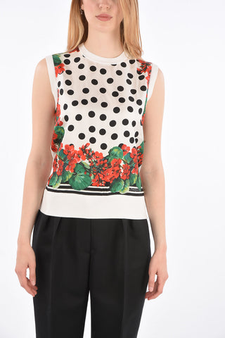 sleeveless Silk Polka dots sweater
