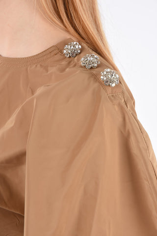 Ruffled Dress with Jewel Application