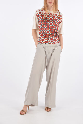 Pantaloni Palazzo con Tasche a Filo