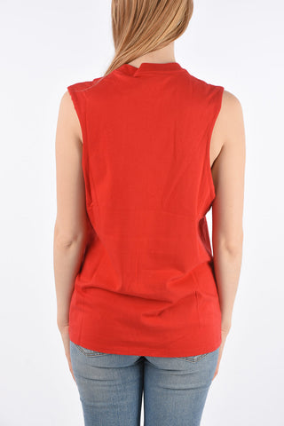 Printed Studded Sleeveless T-shirt