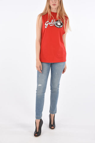 Printed Studded Sleeveless T-shirt