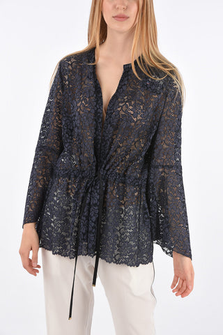 Embroidered Cardigan with Belt