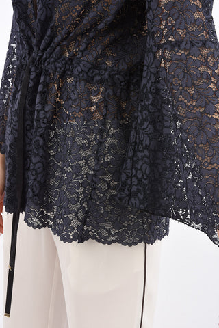 Embroidered Cardigan with Belt