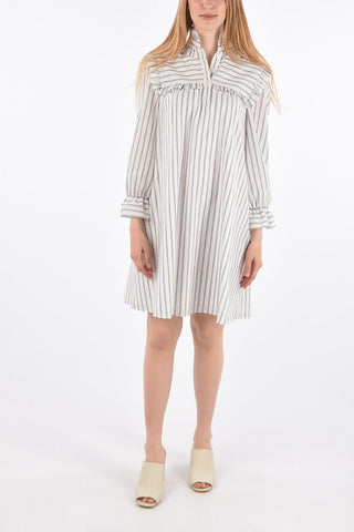 Striped Shirt Dress with Ruffles