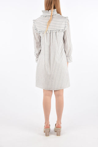 Striped Shirt Dress with Ruffles