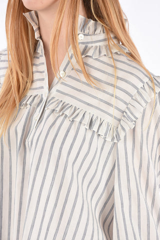 Striped Shirt Dress with Ruffles