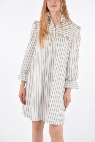 Striped Shirt Dress with Ruffles