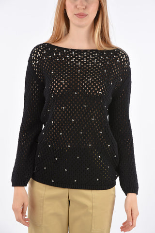 Mesh Sweater With Jewel Applications