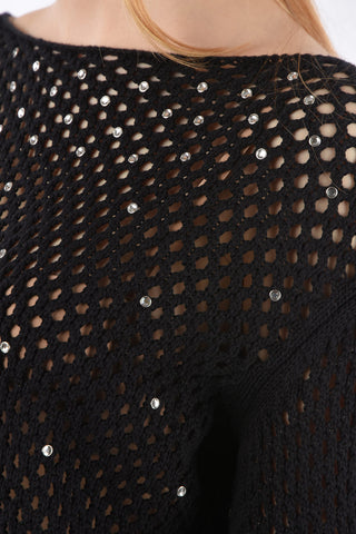 Mesh Sweater With Jewel Applications