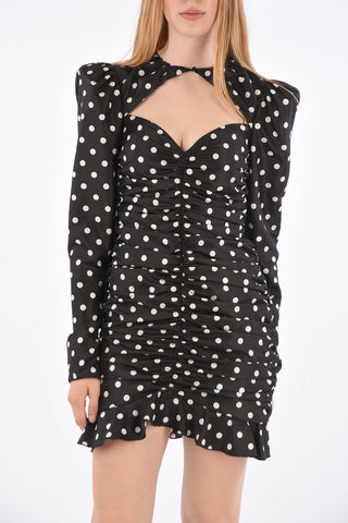 Mini Dress Increspato in Seta a Pois 