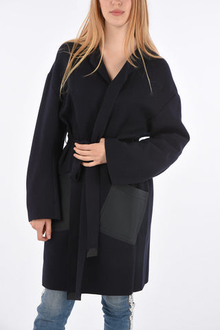 Wrap Coat with Leather Details