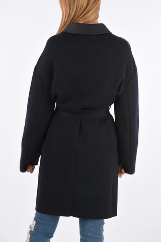 Wrap Coat with Leather Details