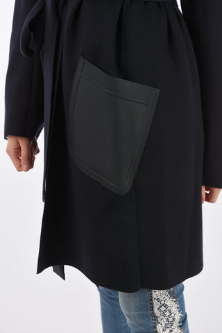 Wrap Coat with Leather Details