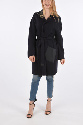Wrap Coat with Leather Details