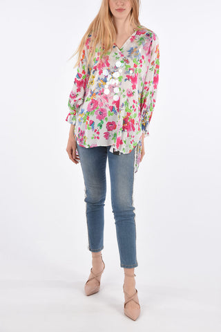 Asymmetrical Floral Blouse