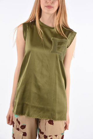 Embroidered Sleeveless T-Shirt