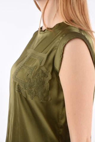 Embroidered Sleeveless T-Shirt