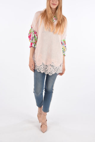 Maglia Smanicata con Fondo in Pizzo