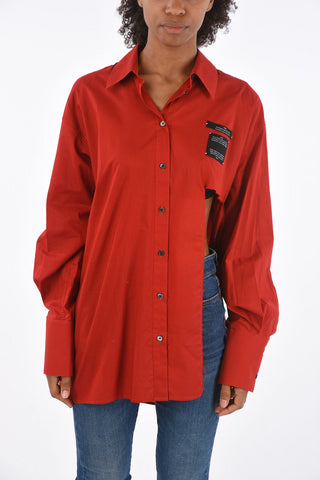 Cut out Spread Collar Shirt