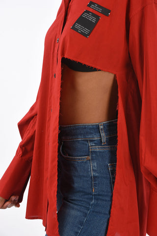 Cut out Spread Collar Shirt