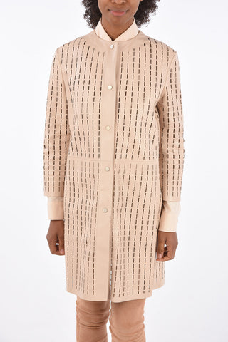 Laser Cut Leather Duster Coat