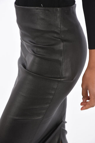 Leather Back Zipped Closure Pencil Skirt
