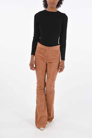 Suede leather Bootcut Pants