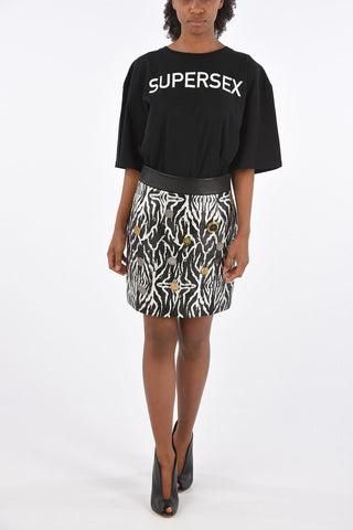 leather and studded above knee skirt