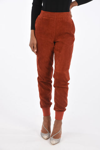 Suede Leather Drawstring Pants