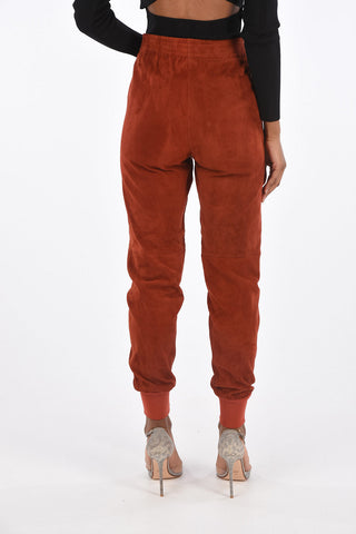 Suede Leather Drawstring Pants