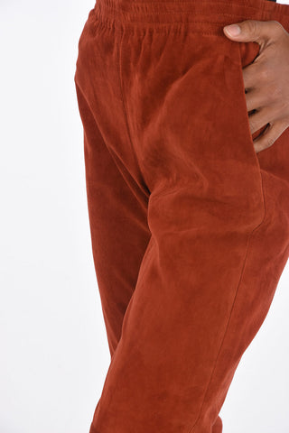 Suede Leather Drawstring Pants