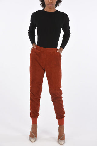 Suede Leather Drawstring Pants