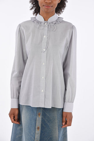 Striped Ruffle Collar Shirt