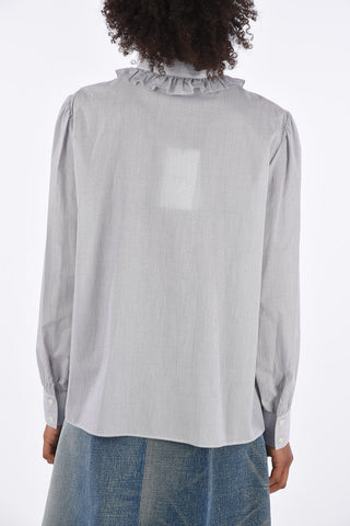 Striped Ruffle Collar Shirt