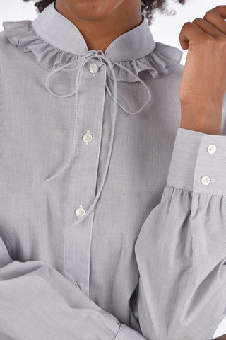 Striped Ruffle Collar Shirt