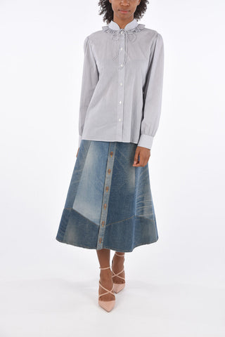 Striped Ruffle Collar Shirt