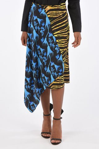 WHITE Animal Printed Skirt  With Floral Drape 